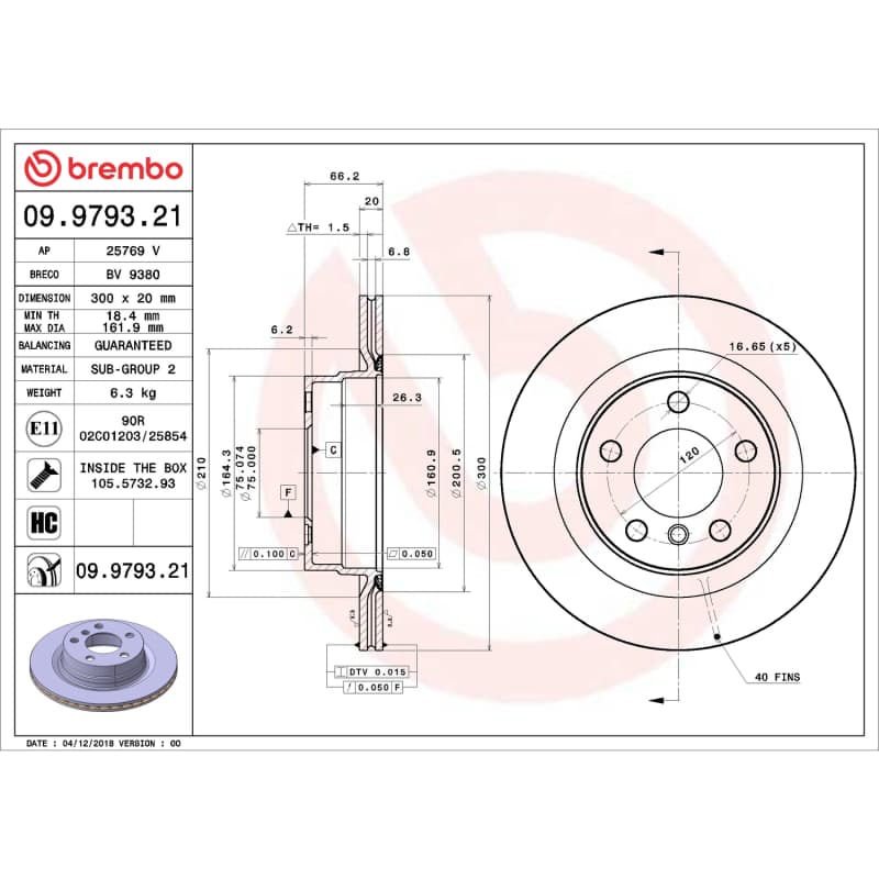 Brembo OE BRE UV Coated OE Equiv Rotors