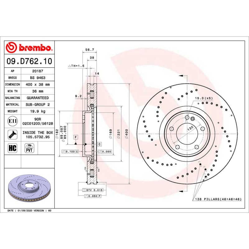 Brembo OE BRE OE Equivalent Rotors